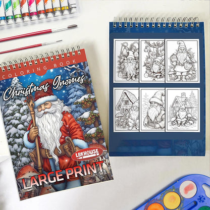 LBKHOUSE Christmas Gnomes Spiral Coloring Book for Adult
