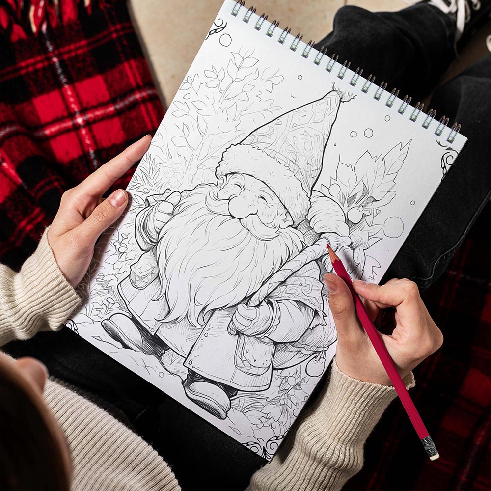 LBKHOUSE Christmas Gnomes Spiral Bound Coloring Book for Adult