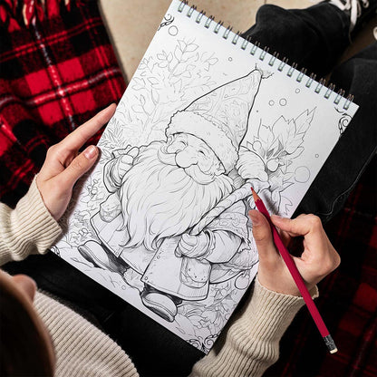 LBKHOUSE Christmas Gnomes Spiral Bound Coloring Book for Adult