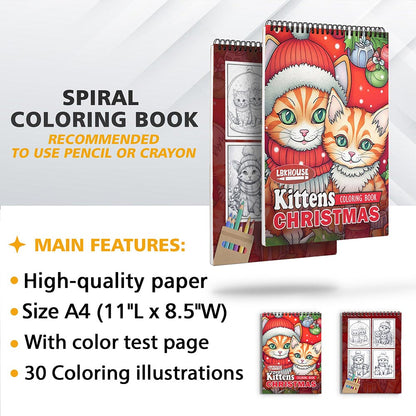 LBKHOUSE Christmas Kittens Coloring Sheets for Adult