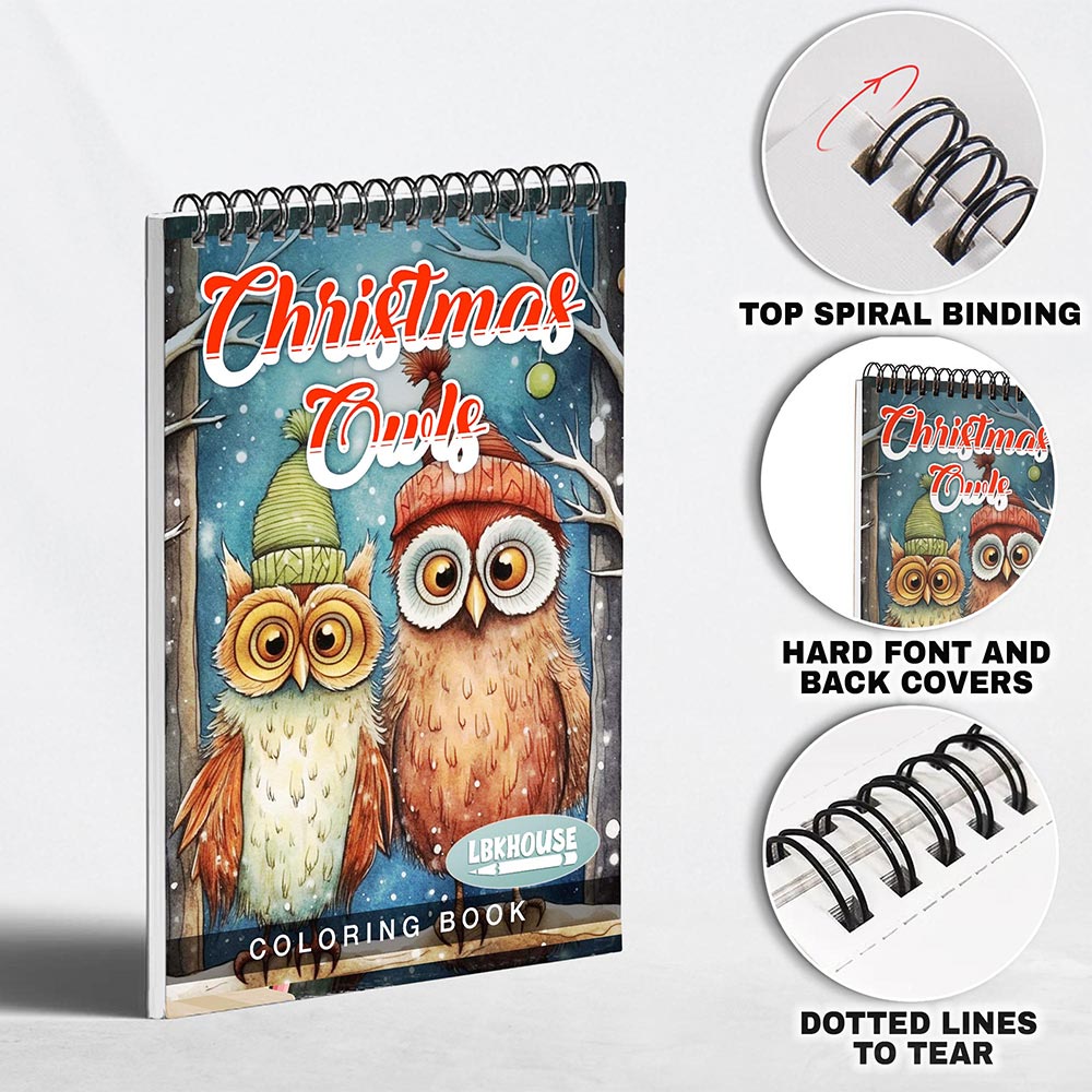 LBKHOUSE Christmas Owls Coloring Pages for Adult