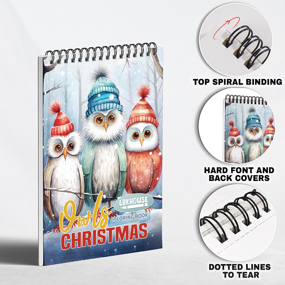 LBKHOUSE Christmas Owls Coloring Pages for Adult