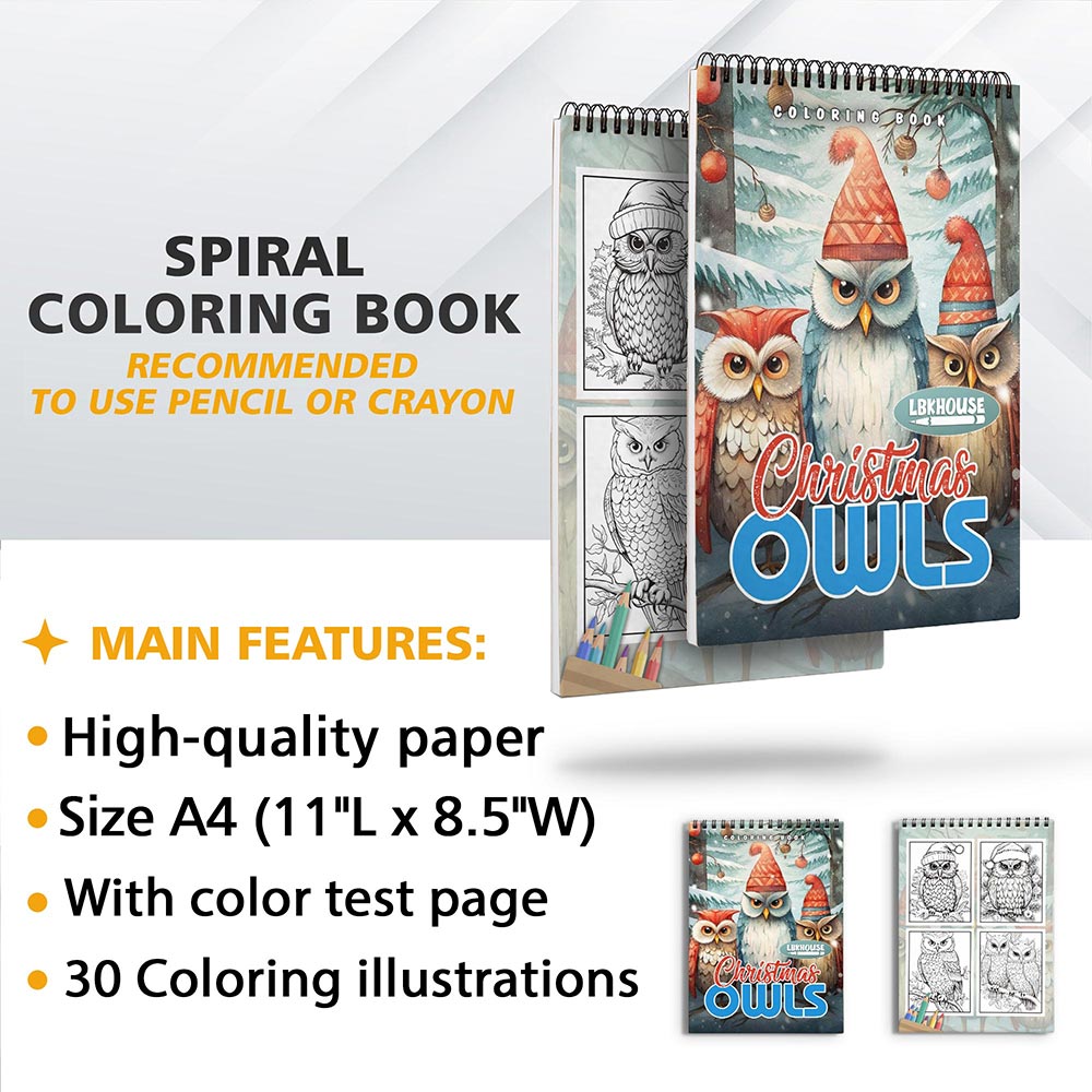 LBKHOUSE Christmas Owls Coloring Sheets for Adult