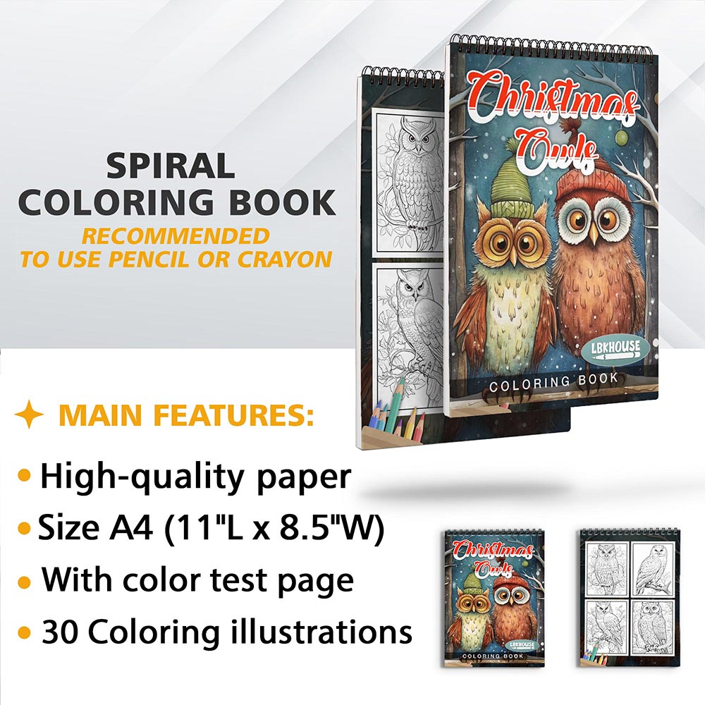 LBKHOUSE Christmas Owls Coloring Sheets for Adult