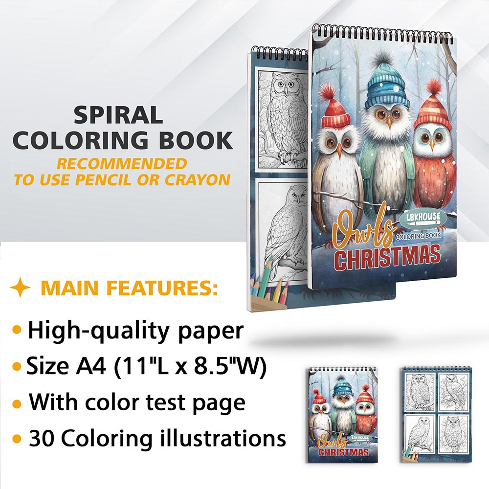 LBKHOUSE Christmas Owls Coloring Sheets for Adult