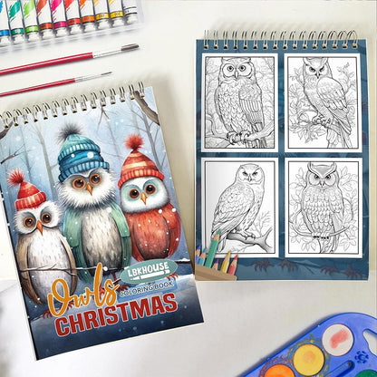 LBKHOUSE Christmas Owls Spiral Coloring Book for Adult