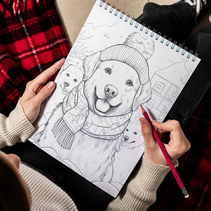 LBKHOUSE Christmas Puppies Spiral Bound Coloring Book for Adult