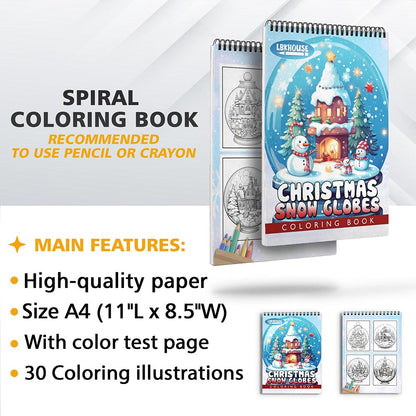LBKHOUSE Christmas Snow Globes Coloring Sheets for Adult