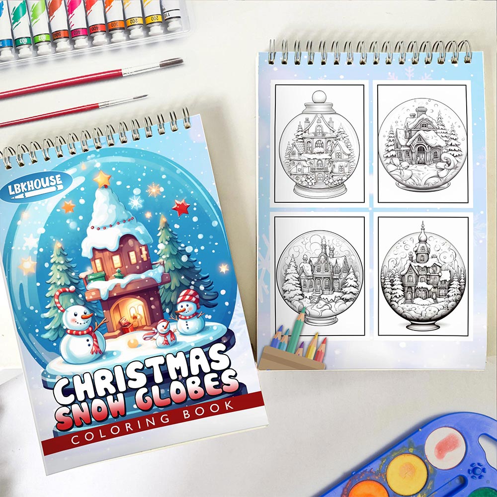 LBKHOUSE Christmas Snow Globes Spiral Coloring Book for Adult