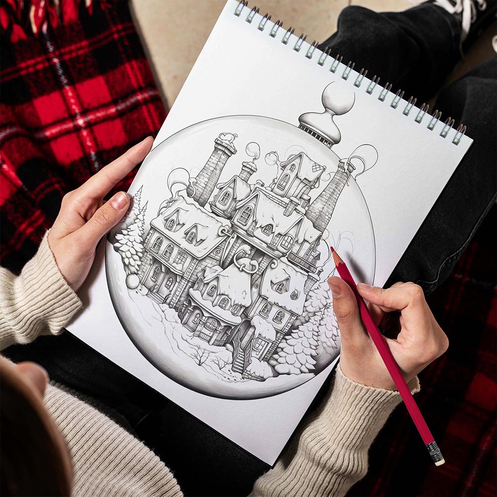 LBKHOUSE Christmas Snow Globes Spiral Bound Coloring Book for Adult