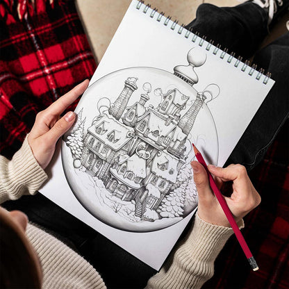 LBKHOUSE Christmas Snow Globes Spiral Bound Coloring Book for Adult