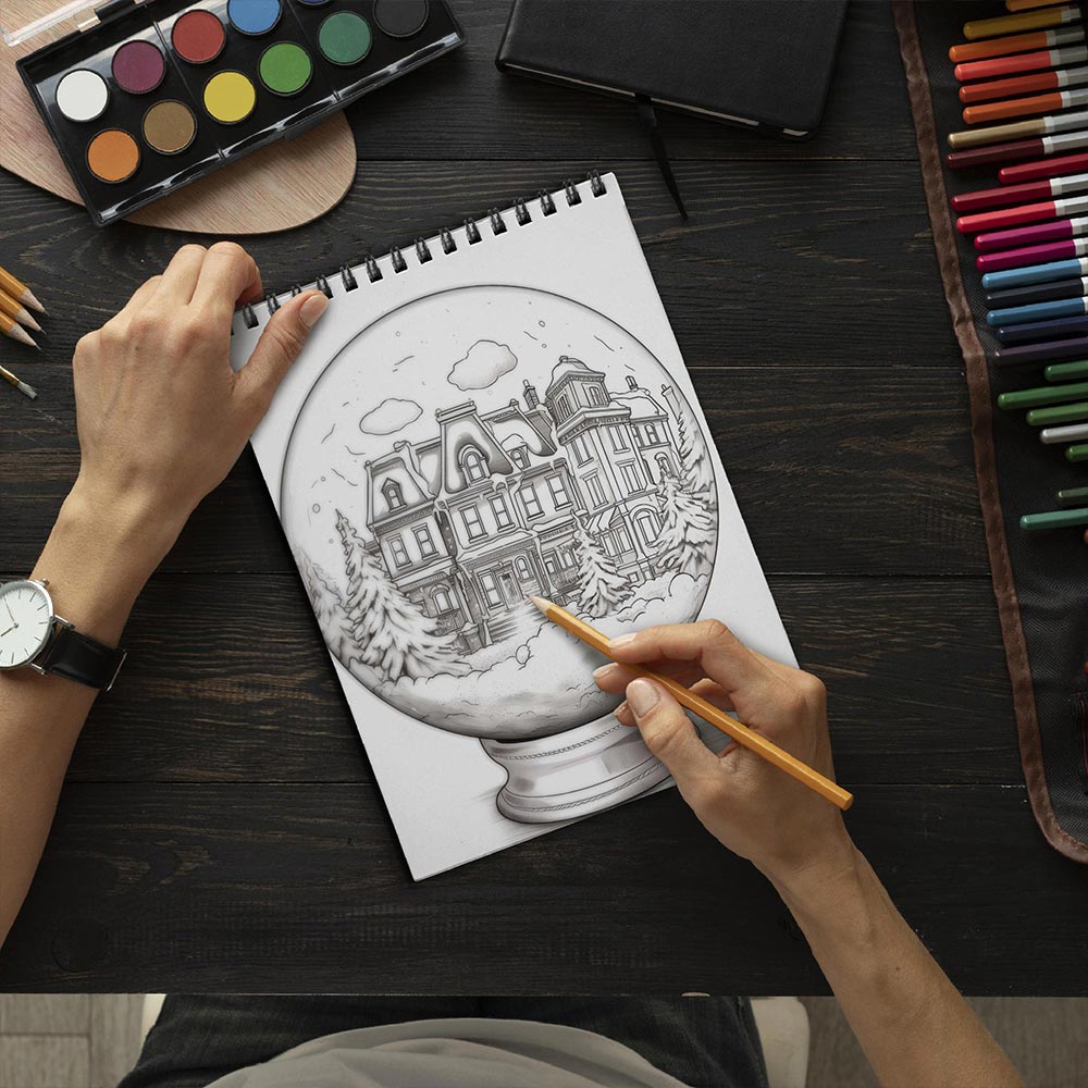 LBKHOUSE Christmas Snow Globes Coloring Book Spiral Bound for Adult