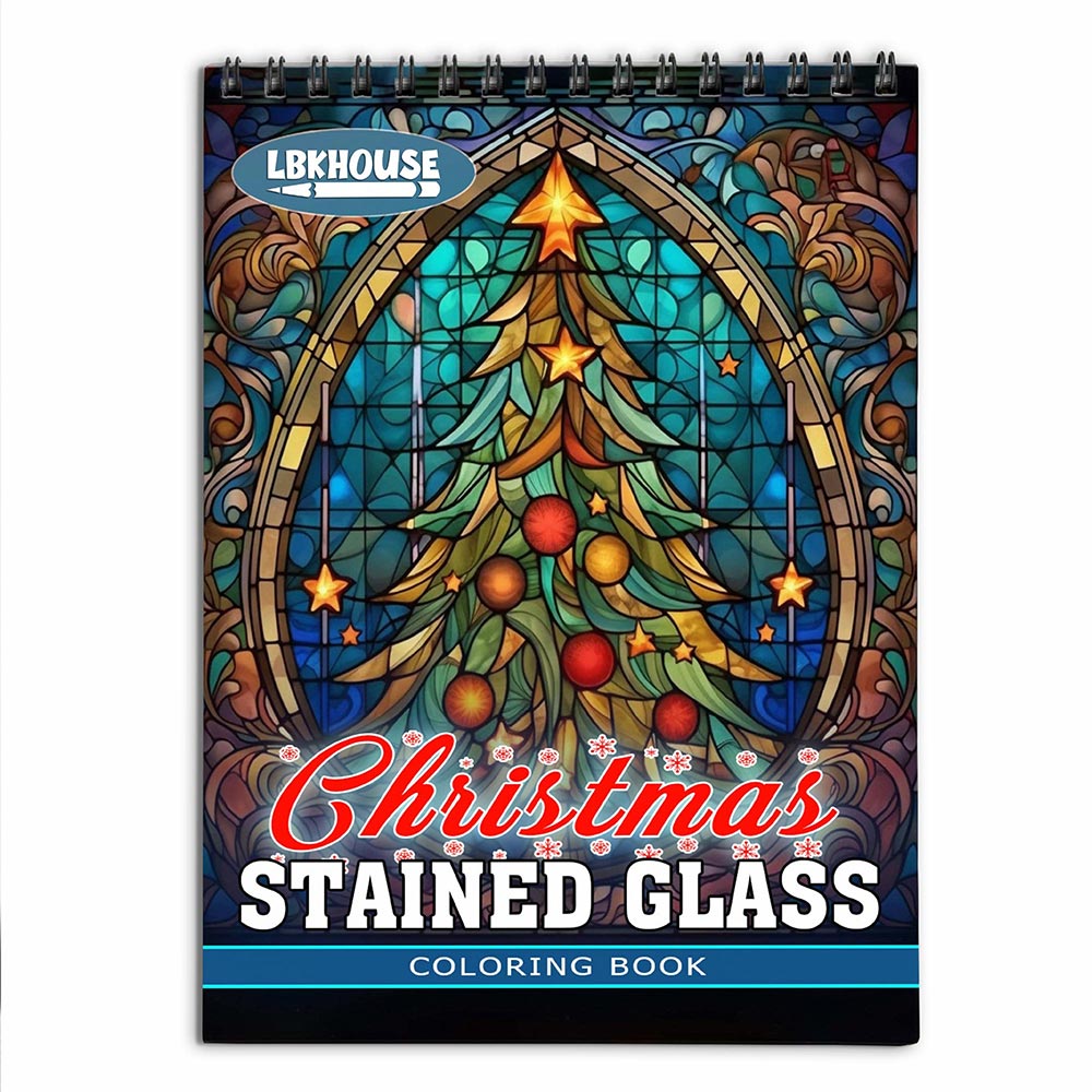 LBKHOUSE Christmas Stained Glass Coloring Book for Adult