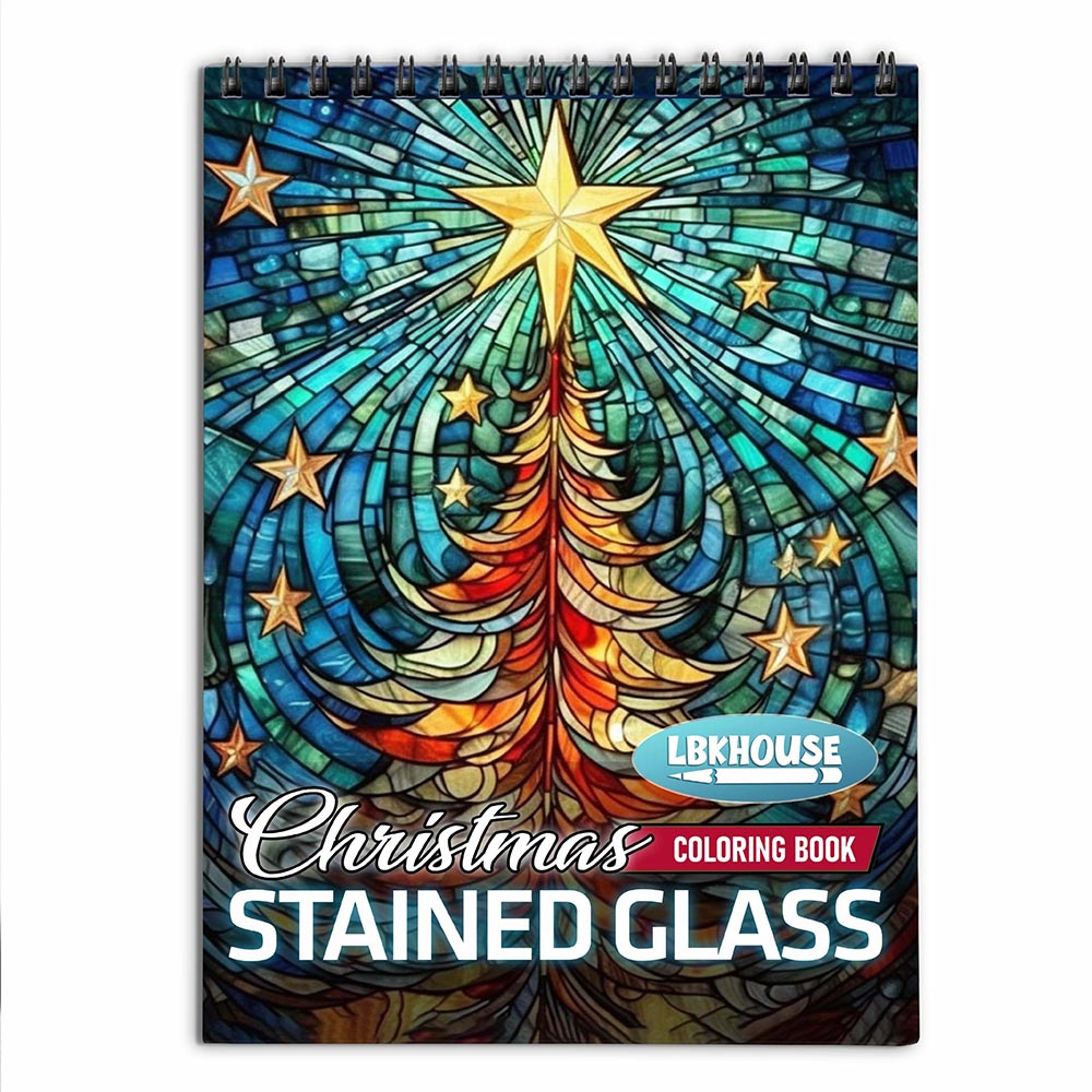 LBKHOUSE Christmas Stained Glass Coloring Book for Adult