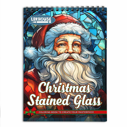 LBKHOUSE Christmas Stained Glass Coloring Book for Adult