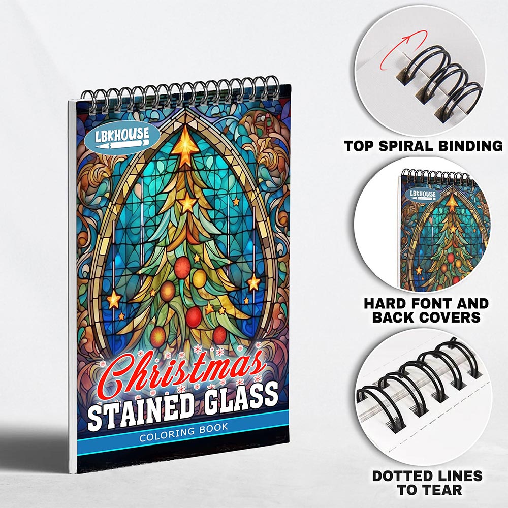 LBKHOUSE Christmas Stained Glass Coloring Pages for Adult