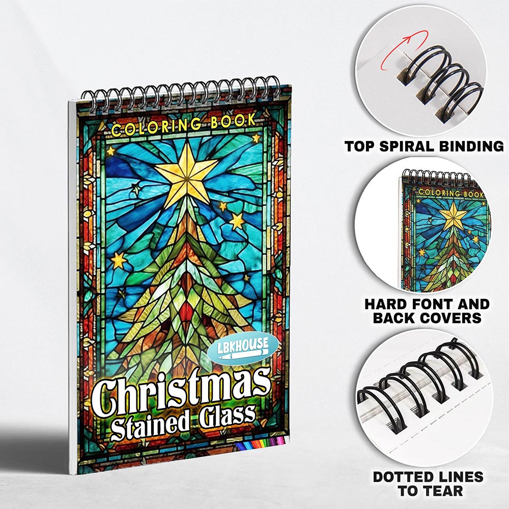 LBKHOUSE Christmas Stained Glass Coloring Pages for Adult