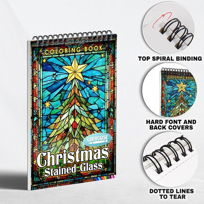 LBKHOUSE Christmas Stained Glass Coloring Pages for Adult