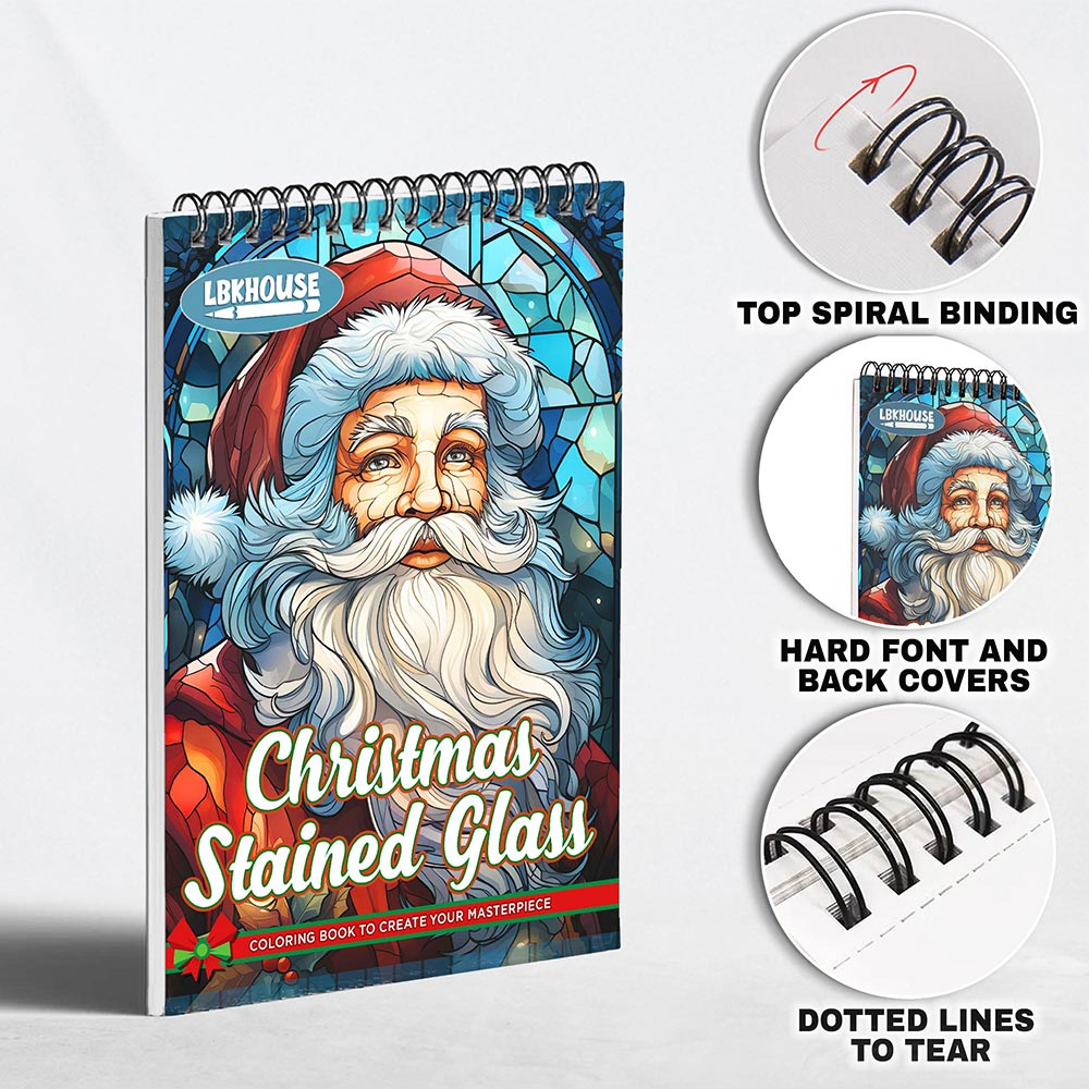 LBKHOUSE Christmas Stained Glass Coloring Pages for Adult