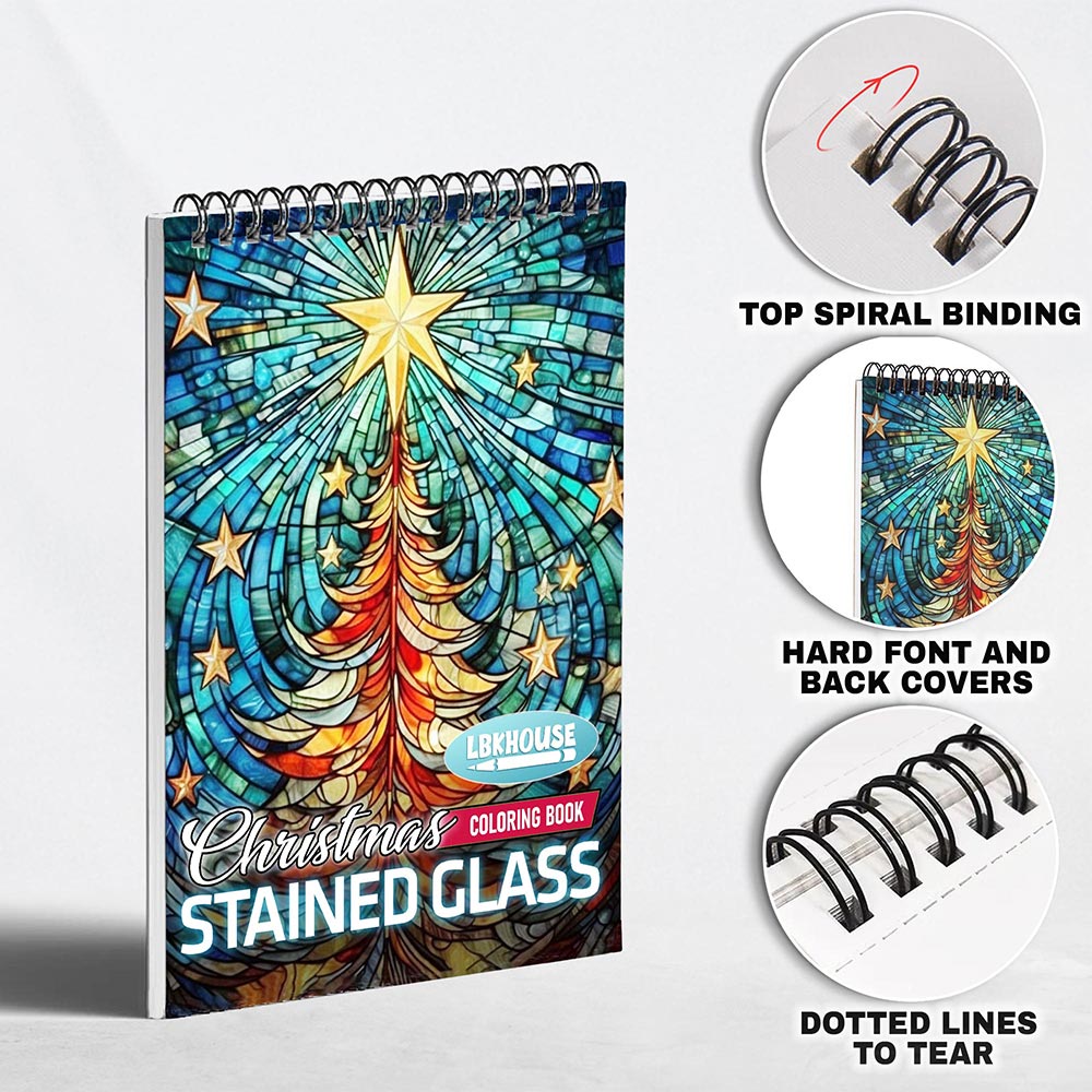 LBKHOUSE Christmas Stained Glass Coloring Pages for Adult
