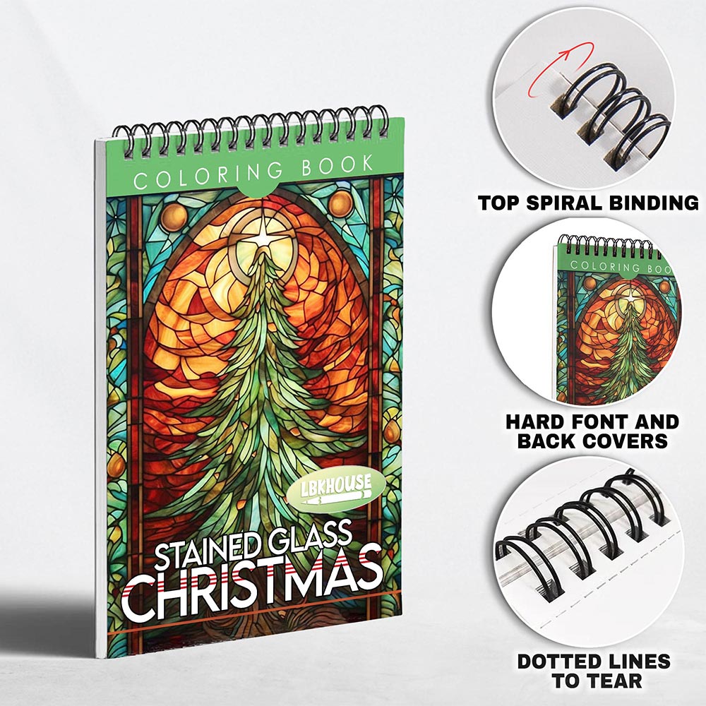 LBKHOUSE Christmas Stained Glass Coloring Pages for Adult