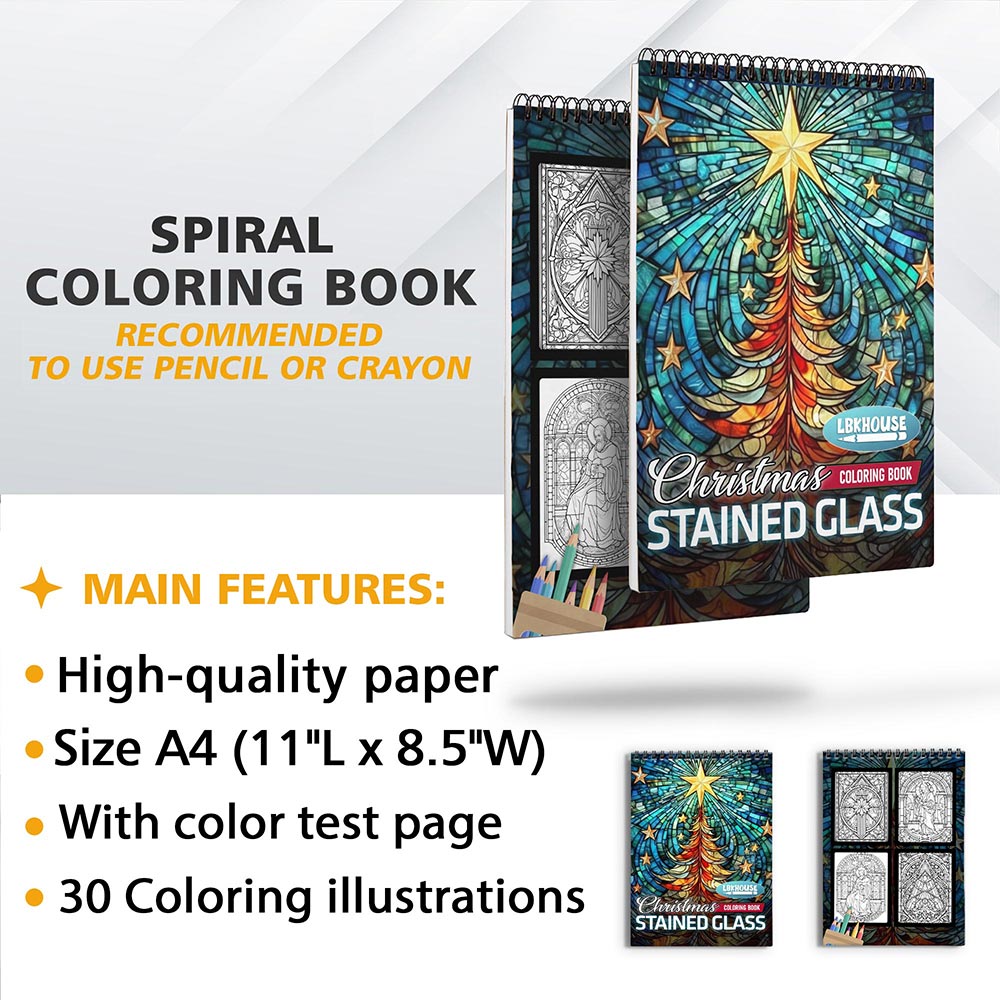LBKHOUSE Christmas Stained Glass Coloring Sheets for Adult