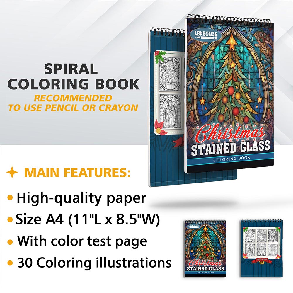 LBKHOUSE Christmas Stained Glass Coloring Sheets for Adult