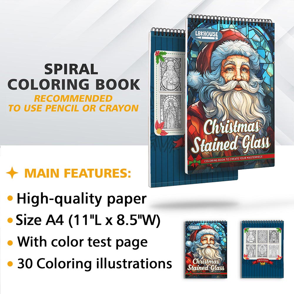 LBKHOUSE Christmas Stained Glass Coloring Sheets for Adult