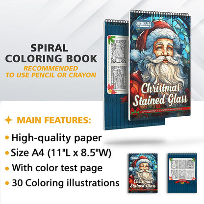 LBKHOUSE Christmas Stained Glass Coloring Sheets for Adult