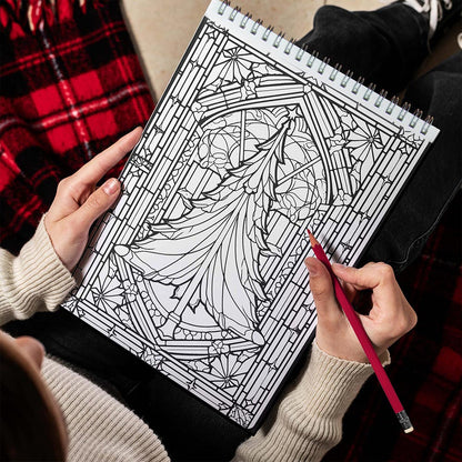 LBKHOUSE Christmas Stained Glass Spiral Bound Coloring Book for Adult