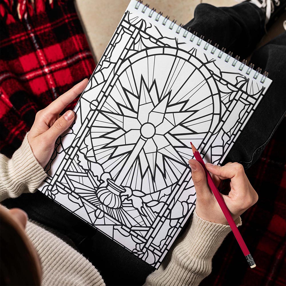 LBKHOUSE Christmas Stained Glass Spiral Bound Coloring Book for Adult
