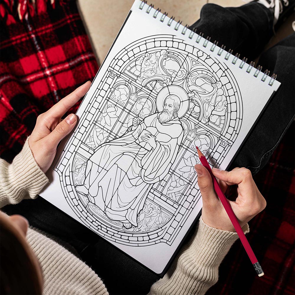 LBKHOUSE Christmas Stained Glass Spiral Bound Coloring Book for Adult