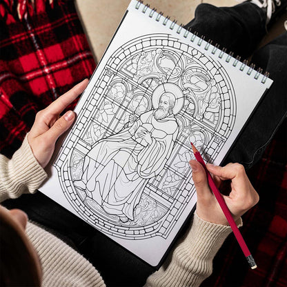 LBKHOUSE Christmas Stained Glass Spiral Bound Coloring Book for Adult