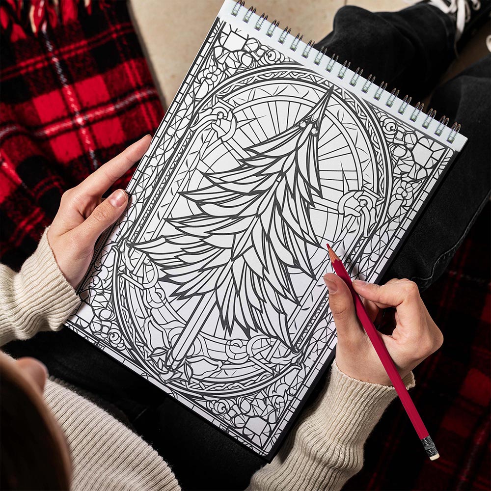 LBKHOUSE Christmas Stained Glass Spiral Bound Coloring Book for Adult