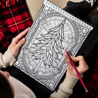 LBKHOUSE Christmas Stained Glass Spiral Bound Coloring Book for Adult