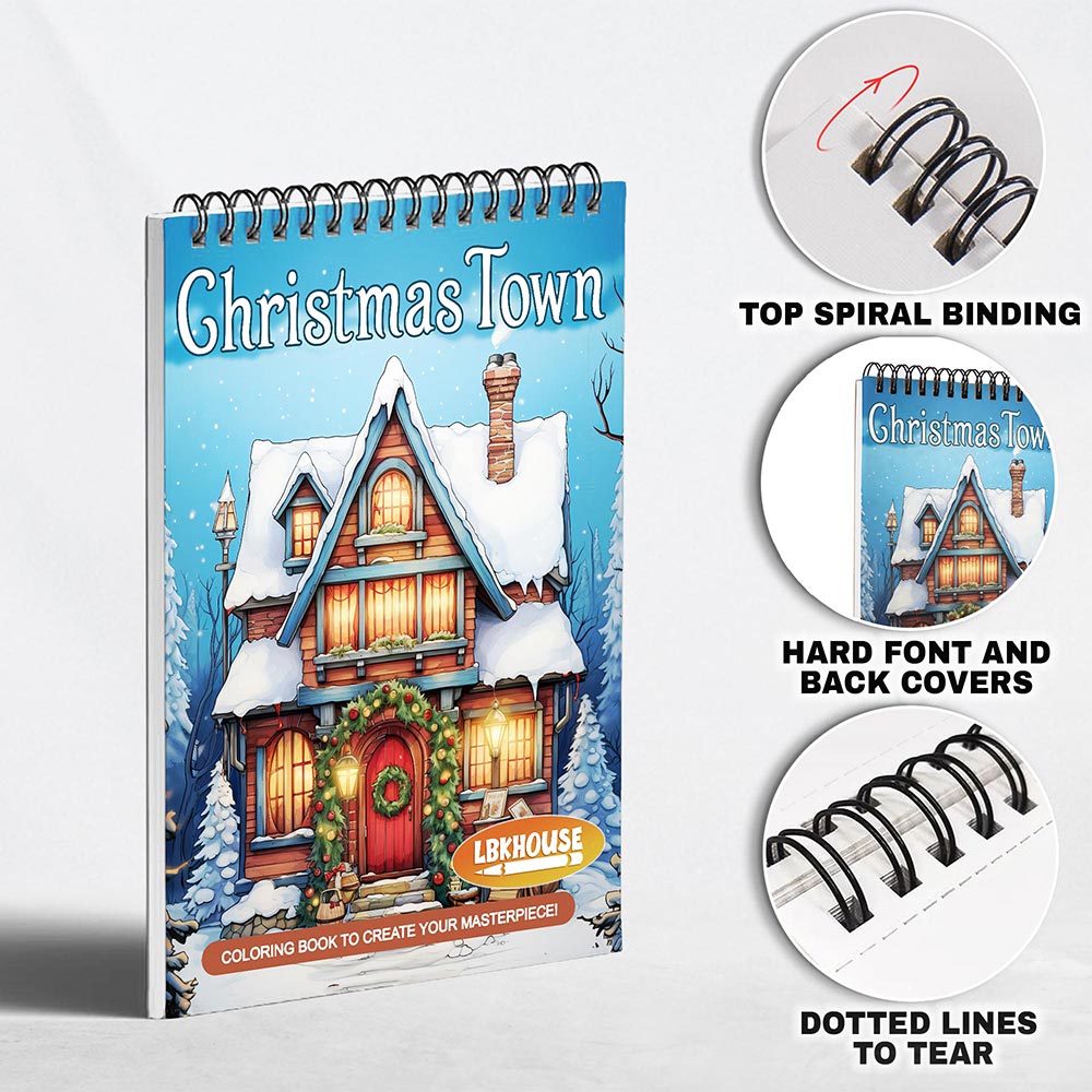 LBKHOUSE Christmas Town Coloring Pages For Adults