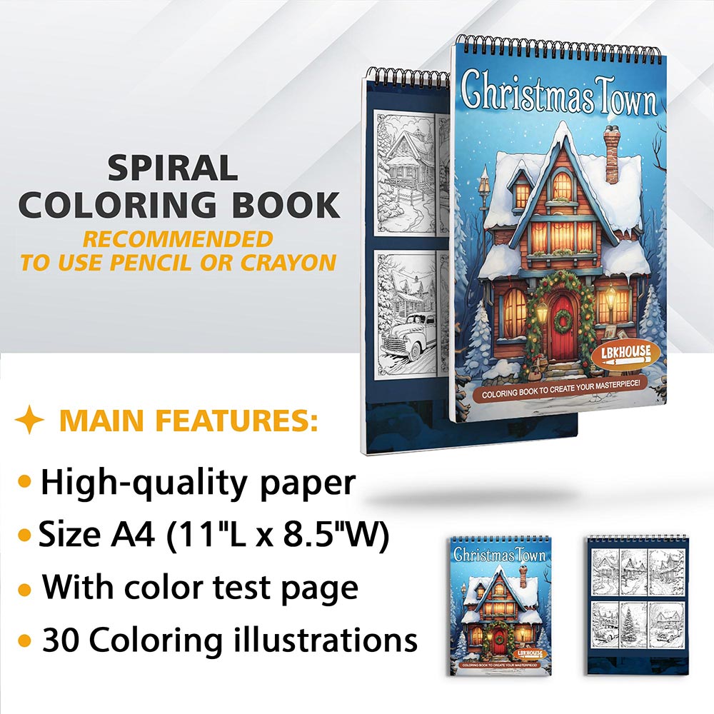 LBKHOUSE Christmas Town Coloring Sheets For Adults