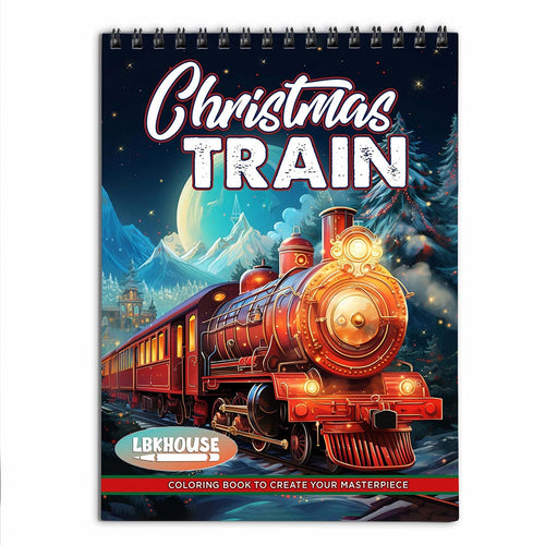 LBKHOUSE Christmas Trains Coloring Book for Adult