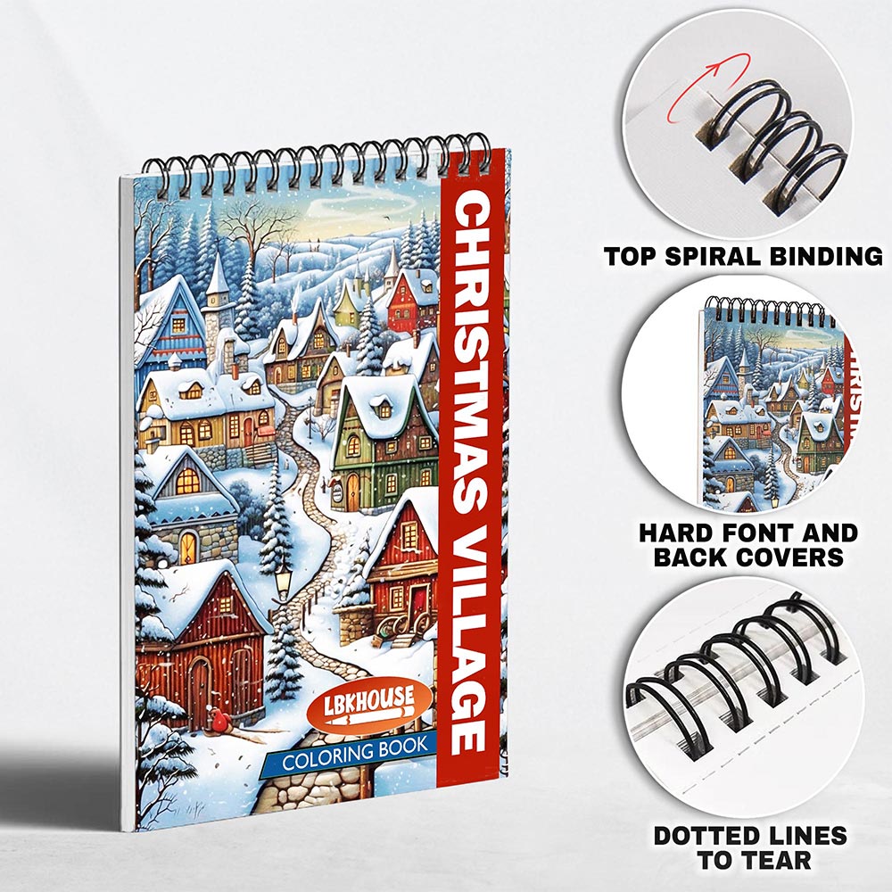 LBKHOUSE Christmas Village Coloring Pages For Adults
