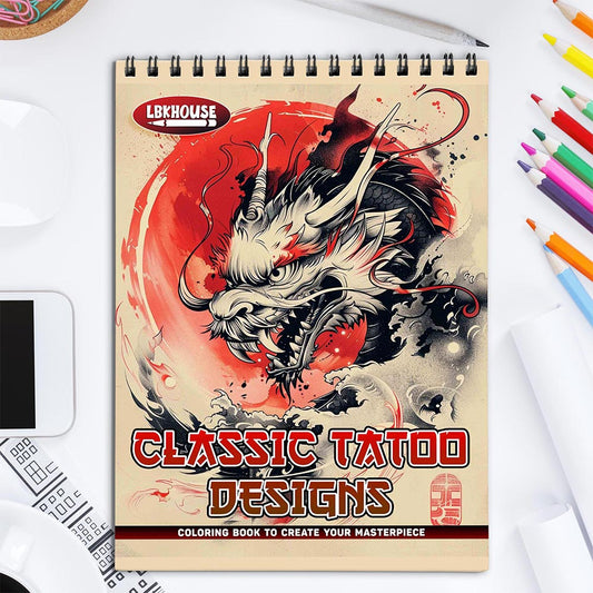 LBKHOUSE Classic Tattoo Designs Coloring Book for Adults