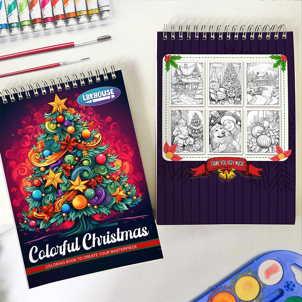 LBKHOUSE Colorful Christmas Spiral Coloring Book For Adults