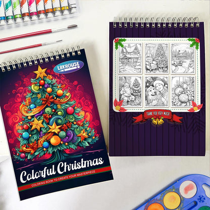 LBKHOUSE Colorful Christmas Spiral Coloring Book For Adults
