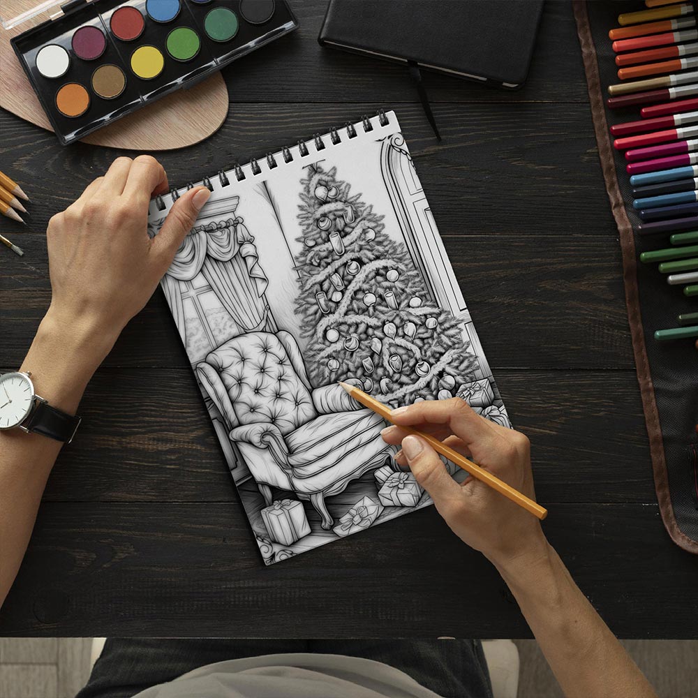 LBKHOUSE Colorful Christmas Coloring Book Spiral Bound For Adults