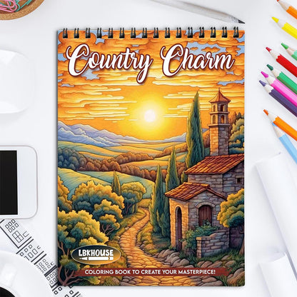 LBKHOUSE Country Charm Coloring Book for Adults