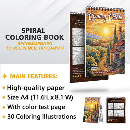 LBKHOUSE Country Charm Coloring Sheets for Adults