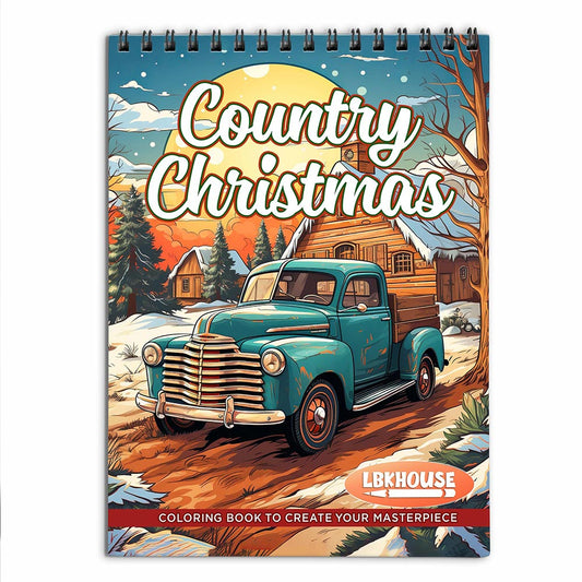 LBKHOUSE Country Christmas Coloring Book for Adults