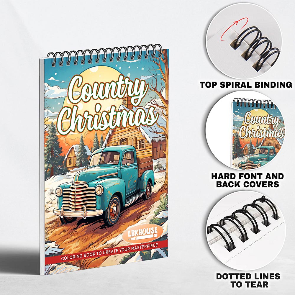 LBKHOUSE Country Christmas Coloring Pages for Adults