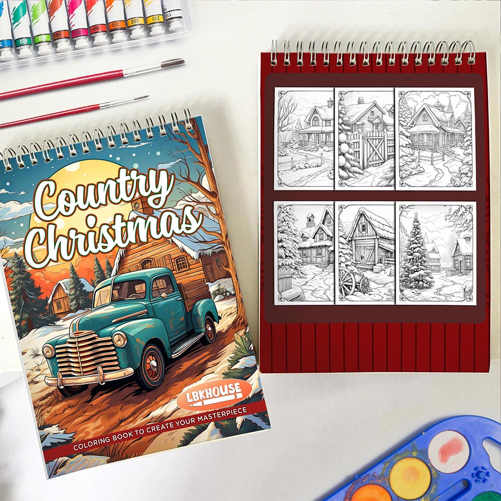 LBKHOUSE Country Christmas Spiral Coloring Book for Adults