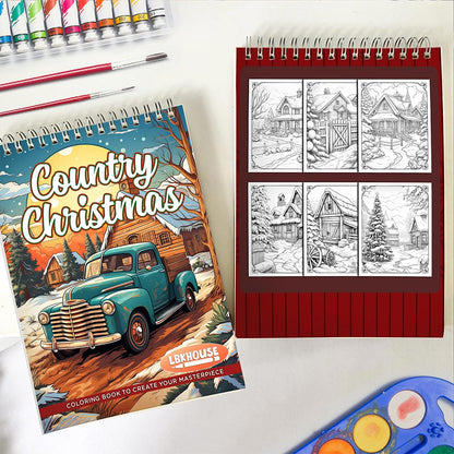 LBKHOUSE Country Christmas Spiral Coloring Book for Adults