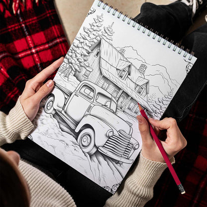 LBKHOUSE Country Christmas Spiral Bound Coloring Book for Adults